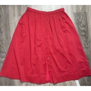 Reformation Red Button-Front Midi Skirt